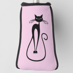 Funda Para Palo De Golf Whimsical Skinny Black Cat Rosa