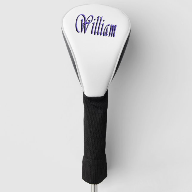 Funda Para Palo De Golf William Name In Blue Sparkle, (Anverso)