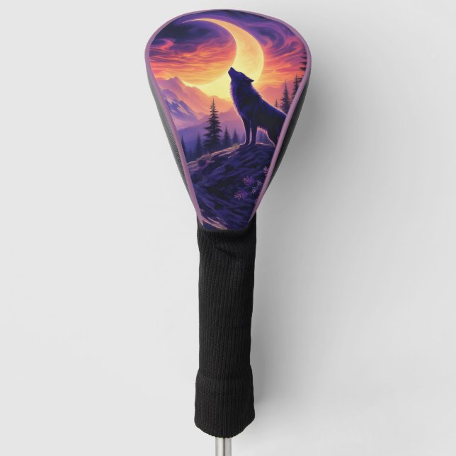 Funda Para Palo De Golf Wolf Crescent Moon Lavender Sunset (Anverso)
