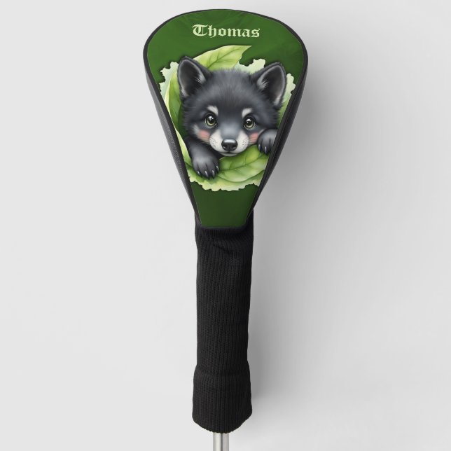 Funda Para Palo De Golf Wolf cub in the green: (Anverso)
