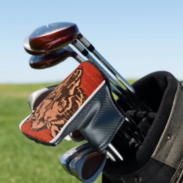 Funda Para Palo De Golf Wolf Head on Red (Wolf Head on Red  Design Golf Club Headcover –Golfer Gift Accessory)