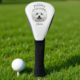 Funda Para Palo De Golf Wreath de color de agua maltés y floral