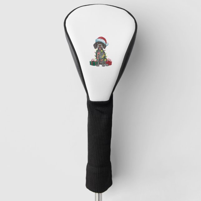 Funda Para Palo De Golf Xmas Iluminando Perro picante de cabello alambrado (Anverso)