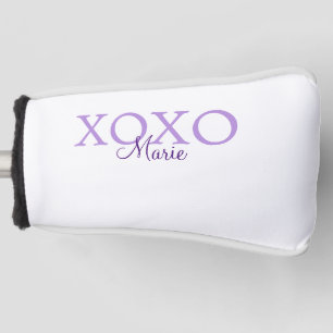 Funda Para Palo De Golf Xoxo el día de San Valentín añadir nombre púrpura