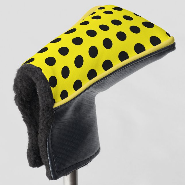 Funda Para Palo De Golf Yellow Golf Putter Cover with Black Dot Pattern (Anverso 3/4)