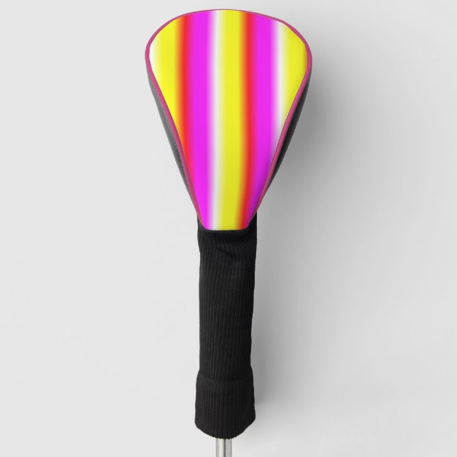 Funda Para Palo De Golf Yellow Pink Rainbow Stripes (Anverso)