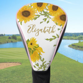 Funda Para Palo De Golf Yellow Sunflowers Floral custom name ladies 
