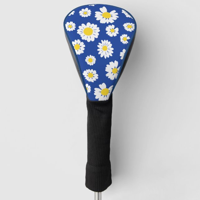 Funda Para Palo De Golf Yellow White Daisy Flower Floral Pattern on Blue  (Anverso)