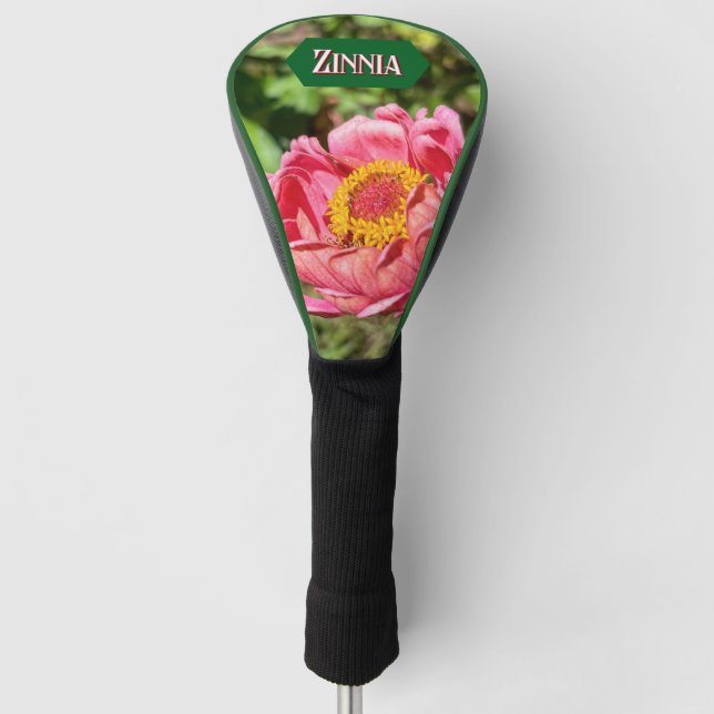 Funda Para Palo De Golf Zinnia Rosa Con Centro Amarillo (Anverso)