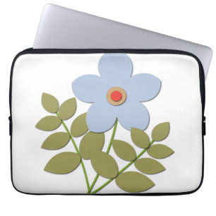 Funda Para Portátil С una flor azul simple