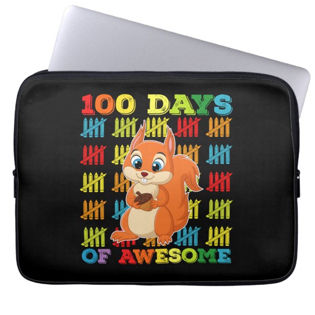 Funda Para Portátil 100 días de asombrosa ardilla 100 días de escuela (Frente)