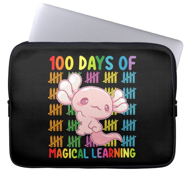 Funda Para Portátil 100 Días De Magical Learning Axolotl School (Frente)