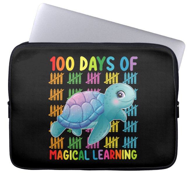 Funda Para Portátil 100 Días De Magical Learning Turtle School (Frente)