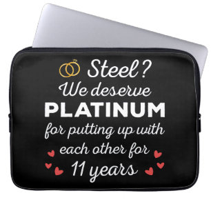 Funda Para Portátil 11° Aniversario Boda I - Pareja divertida de acero