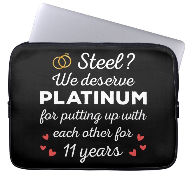 Funda Para Portátil 11° Aniversario Boda I - Pareja divertida de acero (Frente)