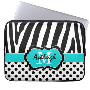 Funda Para Portátil 13" cebra negra de la aguamarina raya la caja del