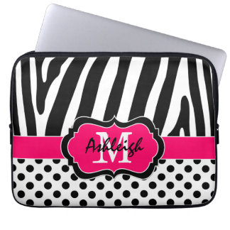 Funda Para Portátil 13" cebra negra del rosa raya la caja del
