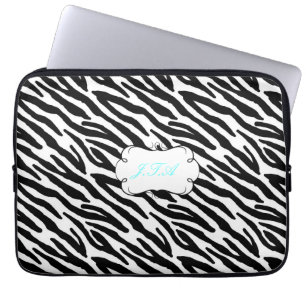 Funda Para Portátil 13" gris con monograma del negro de las iniciales