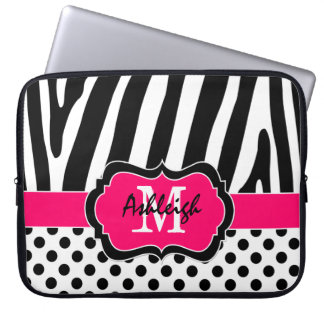 Funda Para Portátil 15" cebra negra del rosa raya la caja del