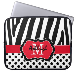 Funda Para Portátil 15" cebra negra roja raya la caja del ordenador
