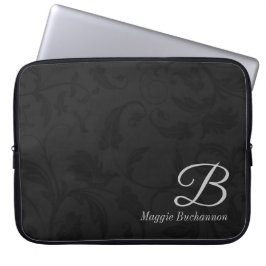 Funda Para Portátil 15" Monogrammed Black Damask