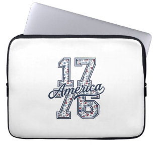 Funda Para Portátil 1776 América Floral Patriótico Vintage Diseño Vect