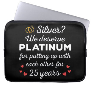 Funda Para Portátil 25 Aniversario Boda I - Pareja Graciosa de Plata
