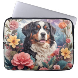 Funda Para Portátil 3.D Fantasía Floral Bernese Mountain Pájaros de ca