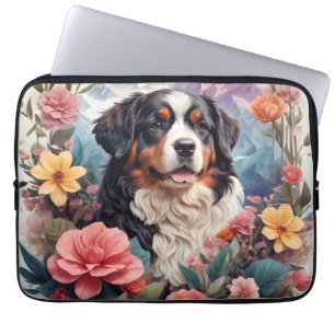 Funda Para Portátil 3.D Fantasía Floral Bernese Mountain Pájaros de ca
