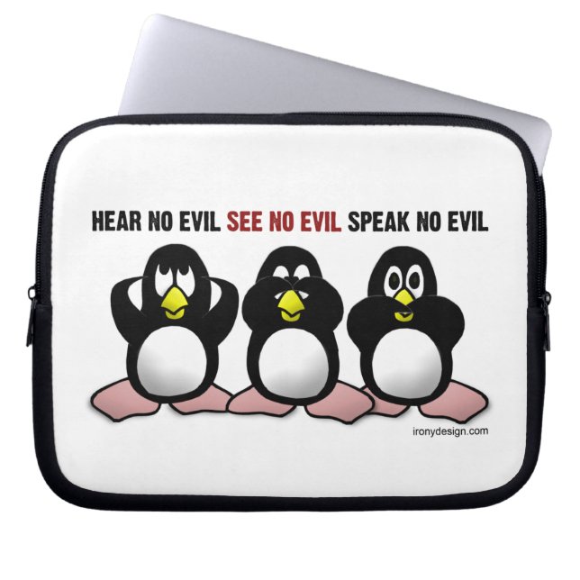 Funda Para Portátil 3 pingüinos sabios (Frente)