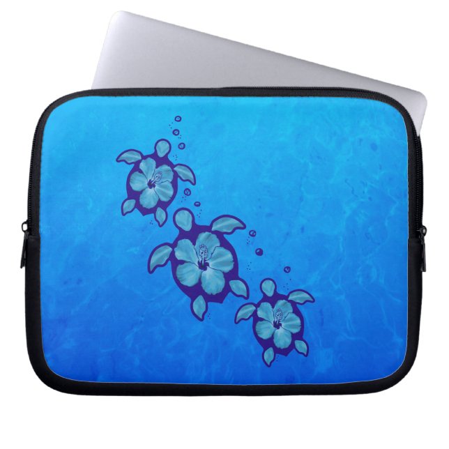 Funda Para Portátil 3 tortugas azules de Honu (Frente)
