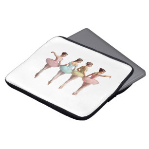 Funda Para Portátil 4 bailarinas con tutús rosa, amarillo, verde dulce