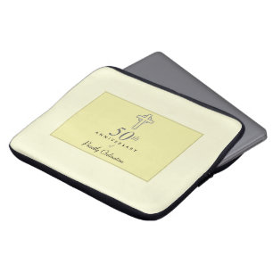 Funda Para Portátil 50° aniversario del sacerdote con cruz Grabado en