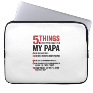 Funda Para Portátil 5 cosas sobre mi papá divertido diseño de camiseta