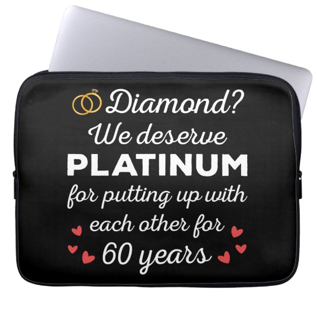 Funda Para Portátil 60° Aniversario Boda I - Pareja Diamond Funny (Frente)