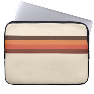 Funda Para Portátil 70s retro fresco raya la mandarina del naranja de