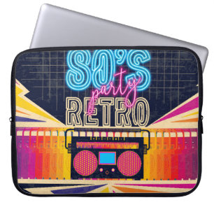 Funda Para Portátil 80, fiesta de música retro. Poster de estilo antig
