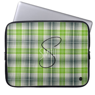 Funda para portátil a cuadros con HAMbyWG verde y