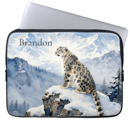 Funda Para Portátil A Snow Leopard on Snowy Peak Personalized