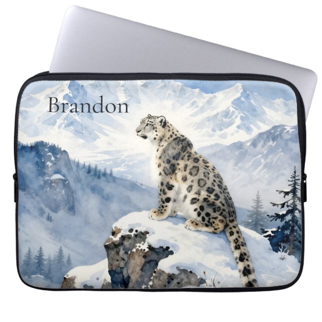 Funda Para Portátil A Snow Leopard on Snowy Peak Personalized (Frente)