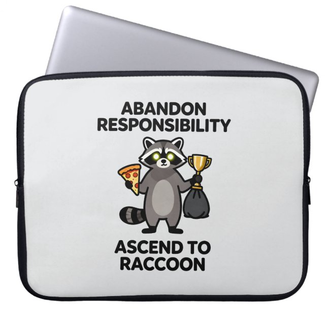 Funda Para Portátil Abandonar Responsabilidad Ascender a Mapache Meme (Frente)