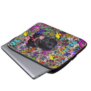 Funda Para Portátil Abby en mariposas - perro negro del laboratorio