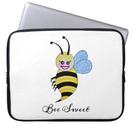 Funda Para Portátil Abeja Cuidada De Acuarela Con Sonrisa Feliz