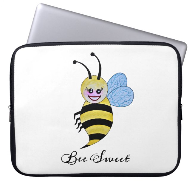 Funda Para Portátil Abeja Cuidada De Acuarela Con Sonrisa Feliz (Frente)