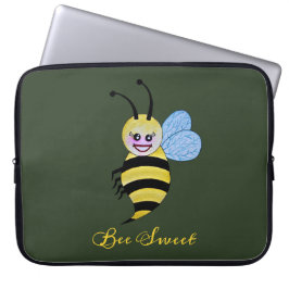 Funda Para Portátil Abeja Cuidada De Acuarela Con Sonrisa Feliz