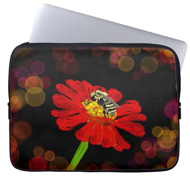 Funda Para Portátil abeja en rojo (Frente)
