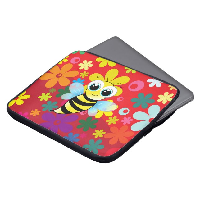 Funda Para Portátil Abeja feliz (Superior anverso)