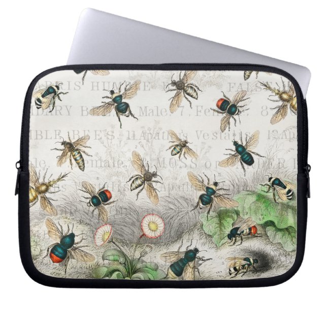 Funda Para Portátil Abeja Miel Trabajador Reina Abejas Antigüo (Frente)