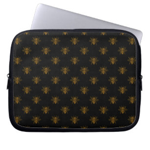 Funda Para Portátil Abejas de Relieve metalizado metálico de oro en ne