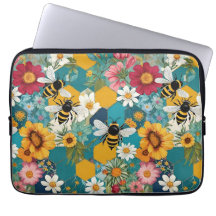 Abejas y Florales Patrón de abeja flor